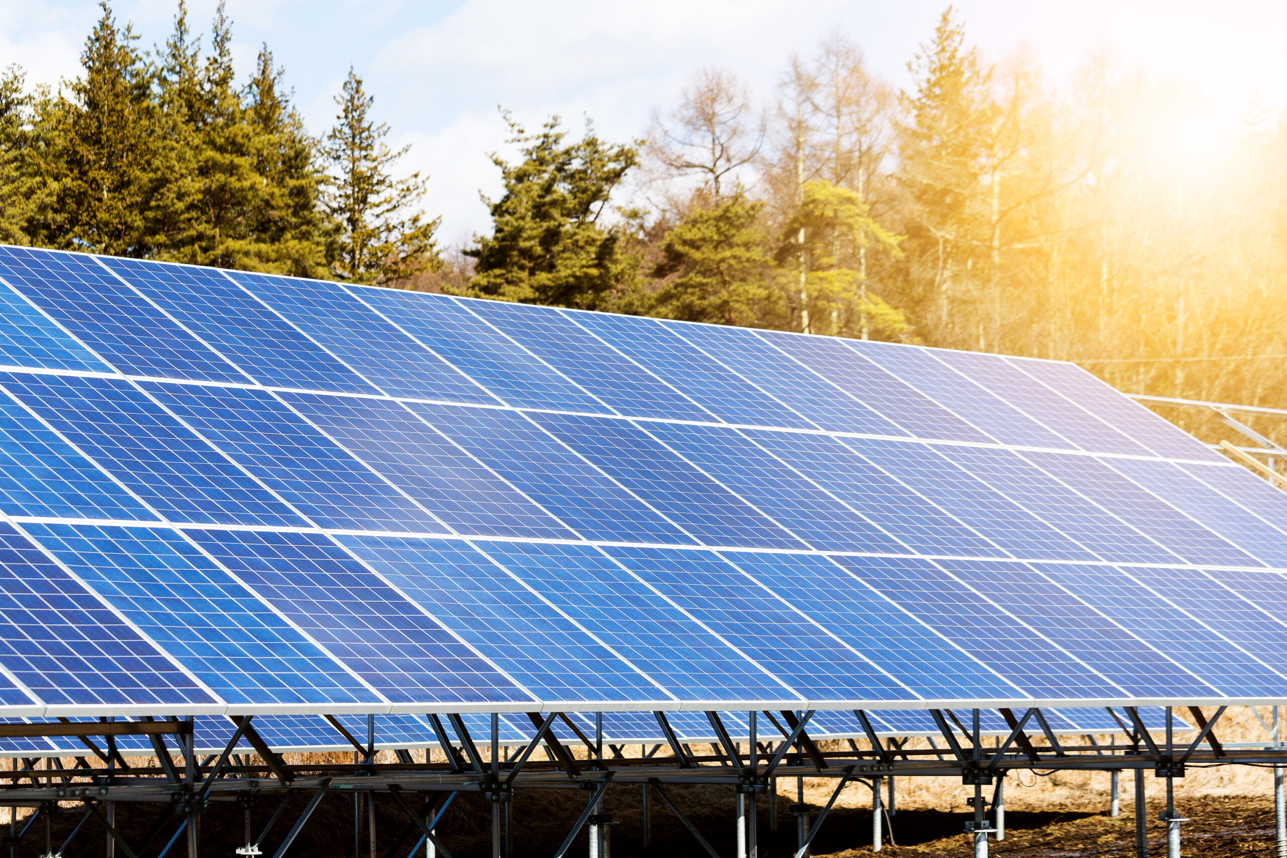 Solar panels plant